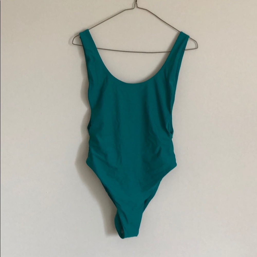 Teal scoop bathing one piece bathing suit